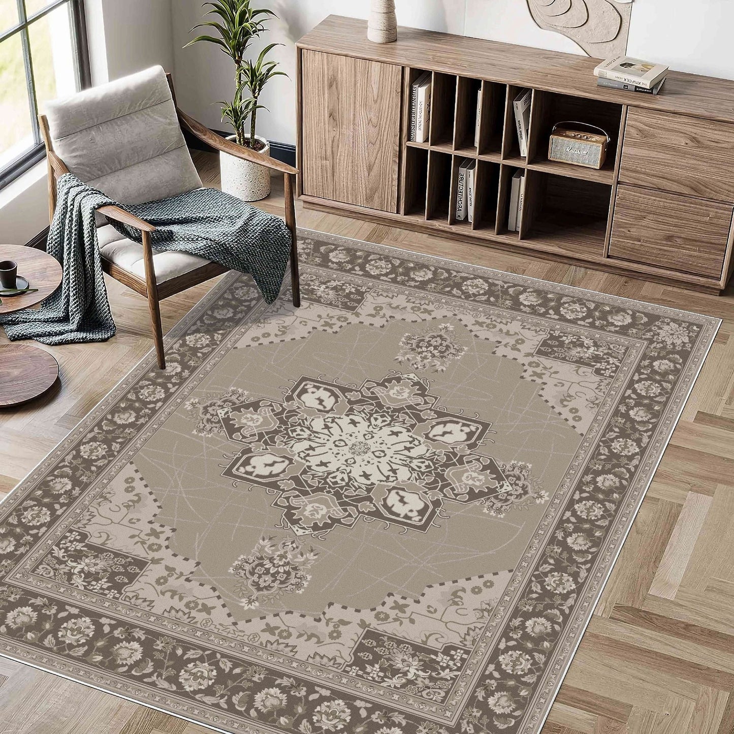 Luxury Bohemian Washed Cashmere Rug | Foldable Living Room Carpet