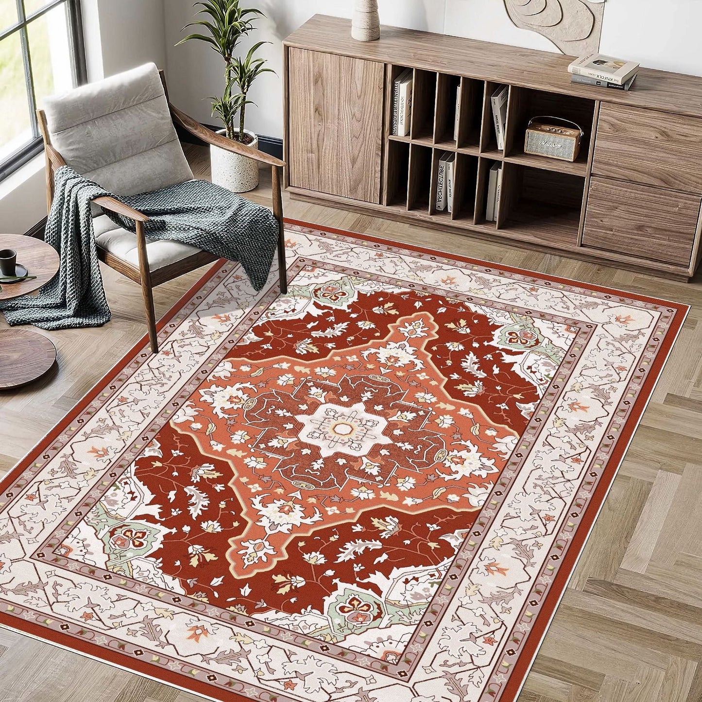 Luxury Bohemian Washed Cashmere Rug | Foldable Living Room Carpet