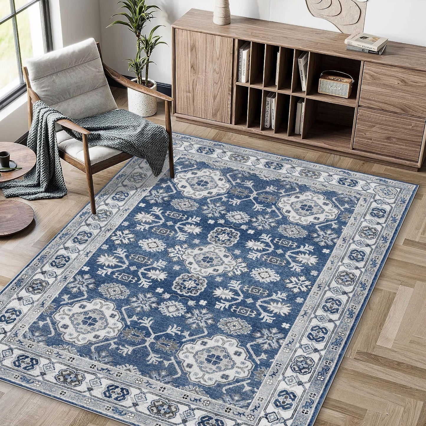 Luxury Bohemian Washed Cashmere Rug | Foldable Living Room Carpet