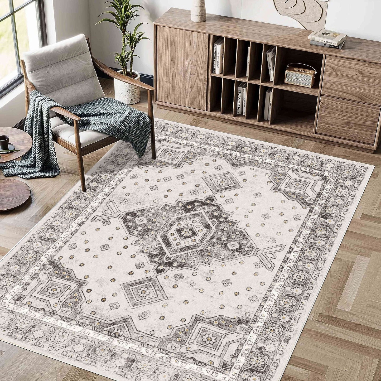 Luxury Bohemian Washed Cashmere Rug | Foldable Living Room Carpet