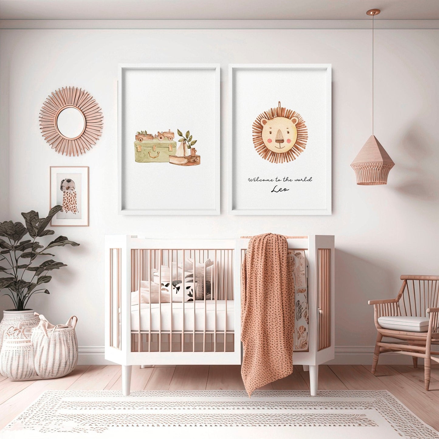 Wall art for Safari nurseries | set of 2 Boho wall art prints