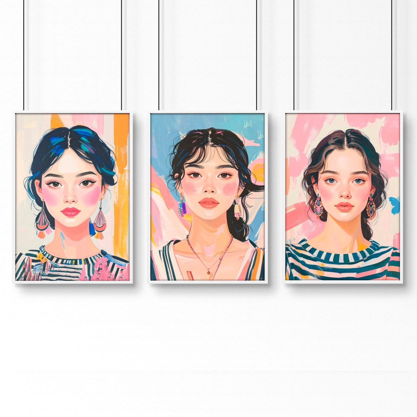 Boho Wall Art | Set of 3 Boho Women Wall art Prints