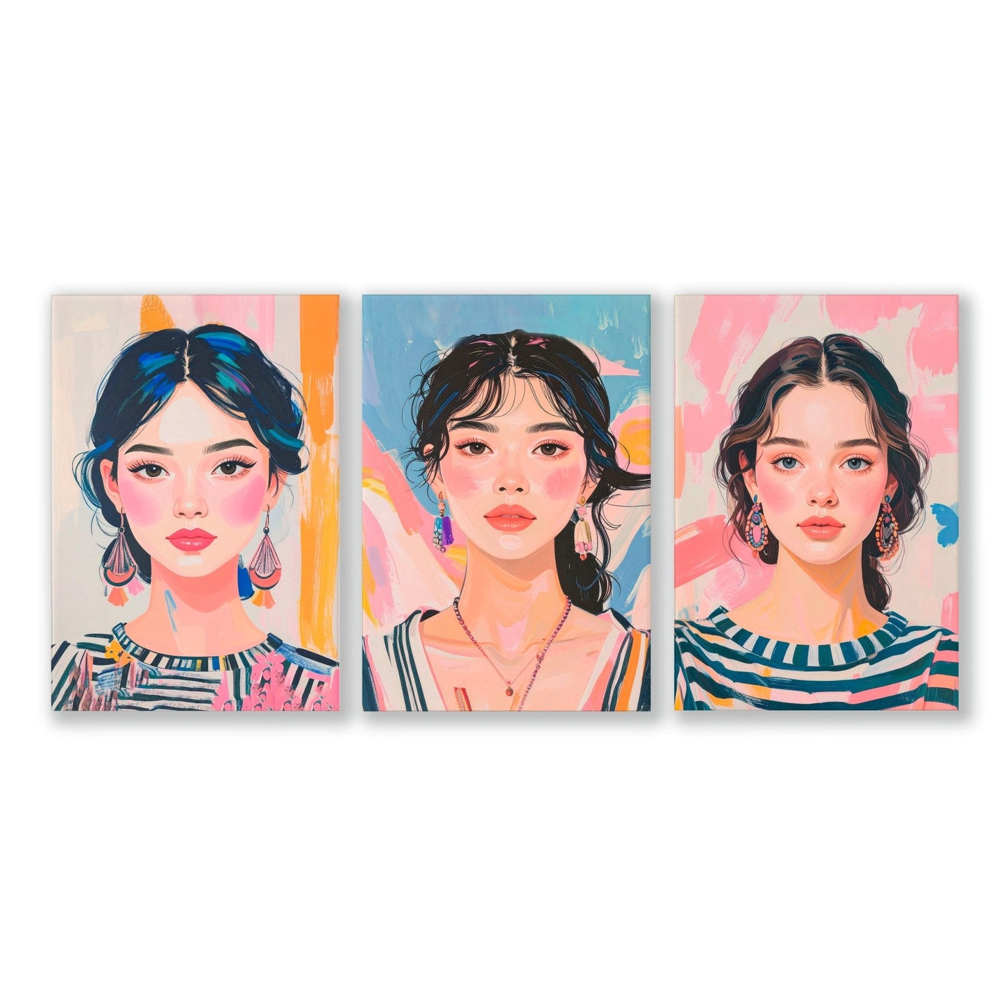Boho Wall Art | Set of 3 Boho Women Wall art Prints