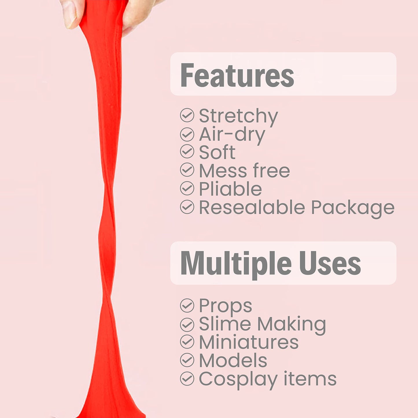 BOHS Red Foam Clay – Soft, Squishy Air-Dry Modeling Clay (100 g) for School Projects, Cosplay & Slime