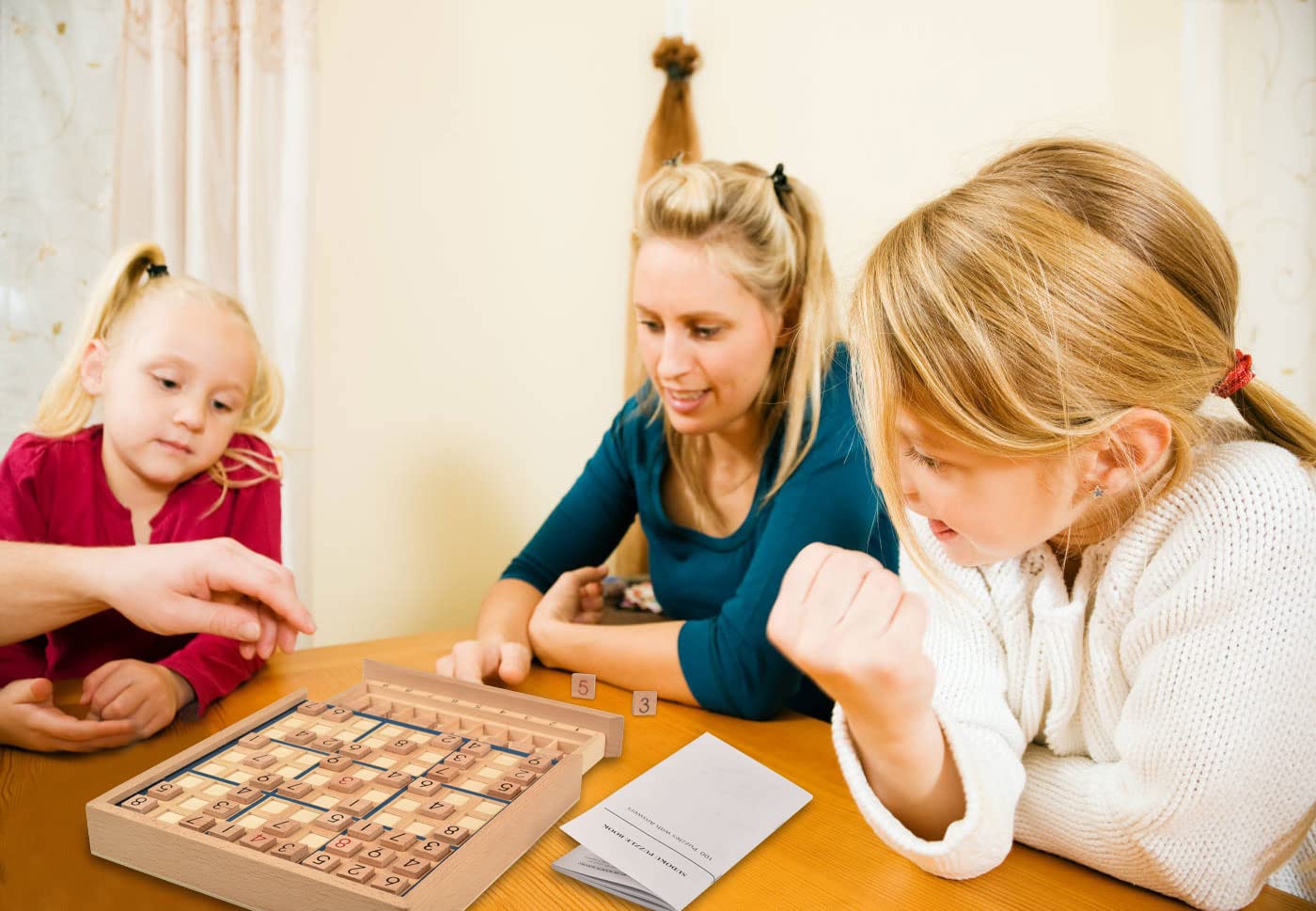 BOHS Wooden Sudoku Board Game with Drawer – 100 Puzzles Book – Brain Teaser Desktop Toy