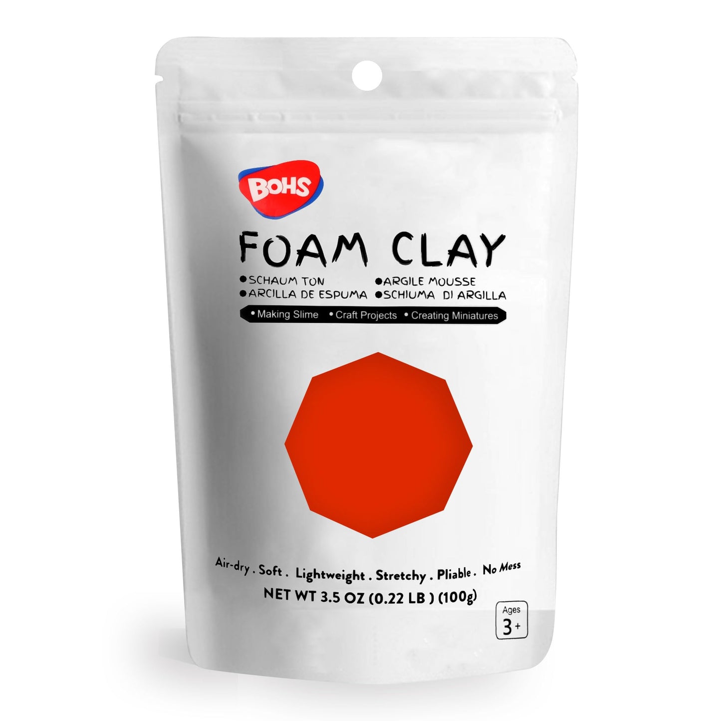BOHS Red Foam Clay – Soft, Squishy Air-Dry Modeling Clay (100 g) for School Projects, Cosplay & Slime