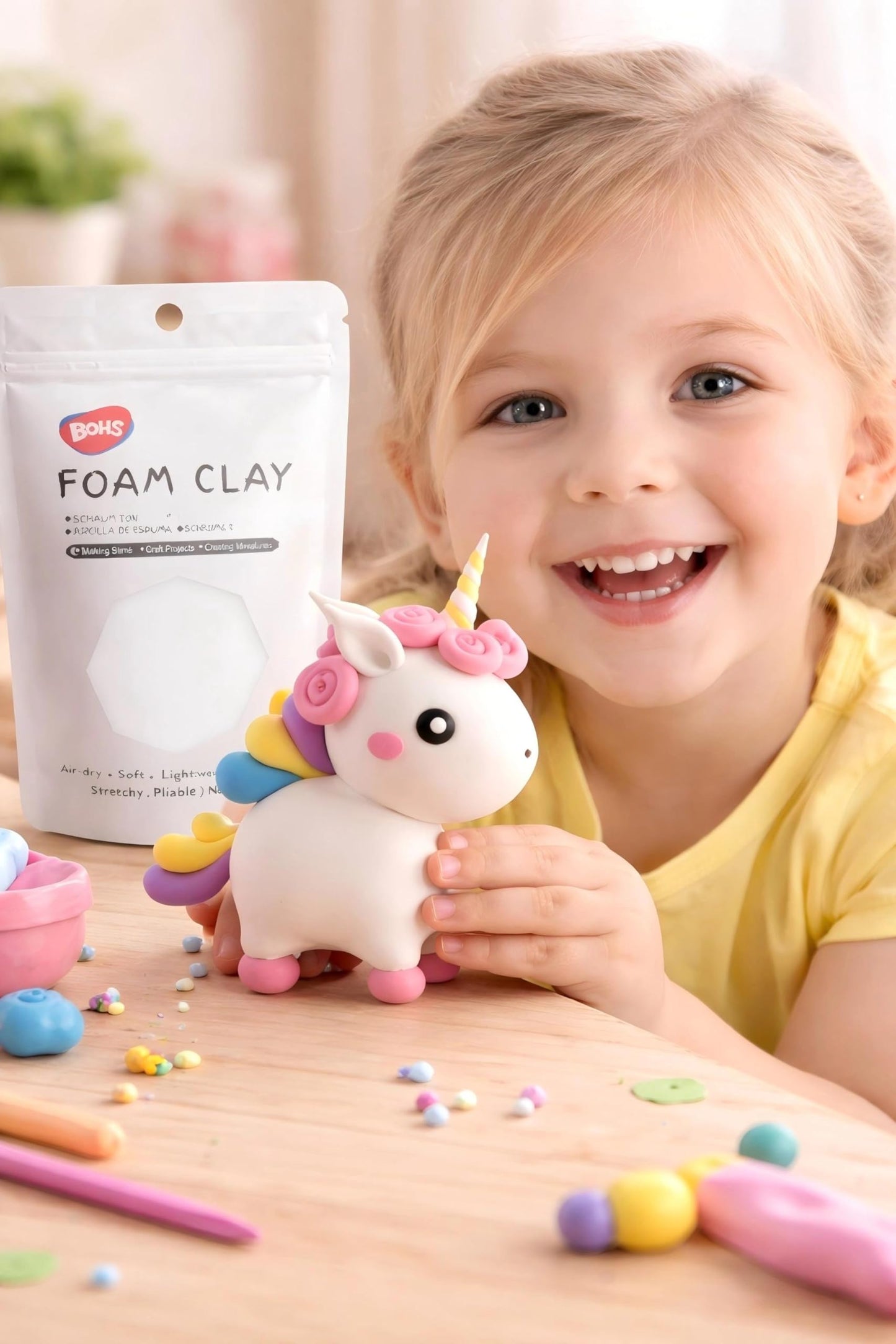 BOHS White Foam Clay – Air-Dry, Squishy 100g for School Projects, Cosplay & Slime