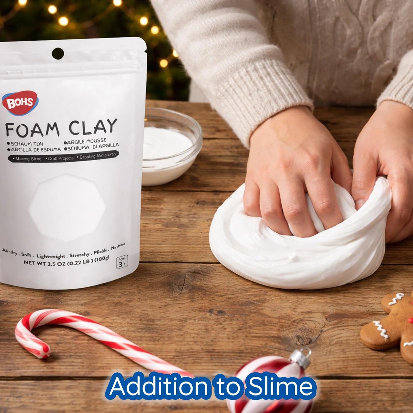 BOHS White Foam Clay – Air-Dry, Squishy 100g for School Projects, Cosplay & Slime