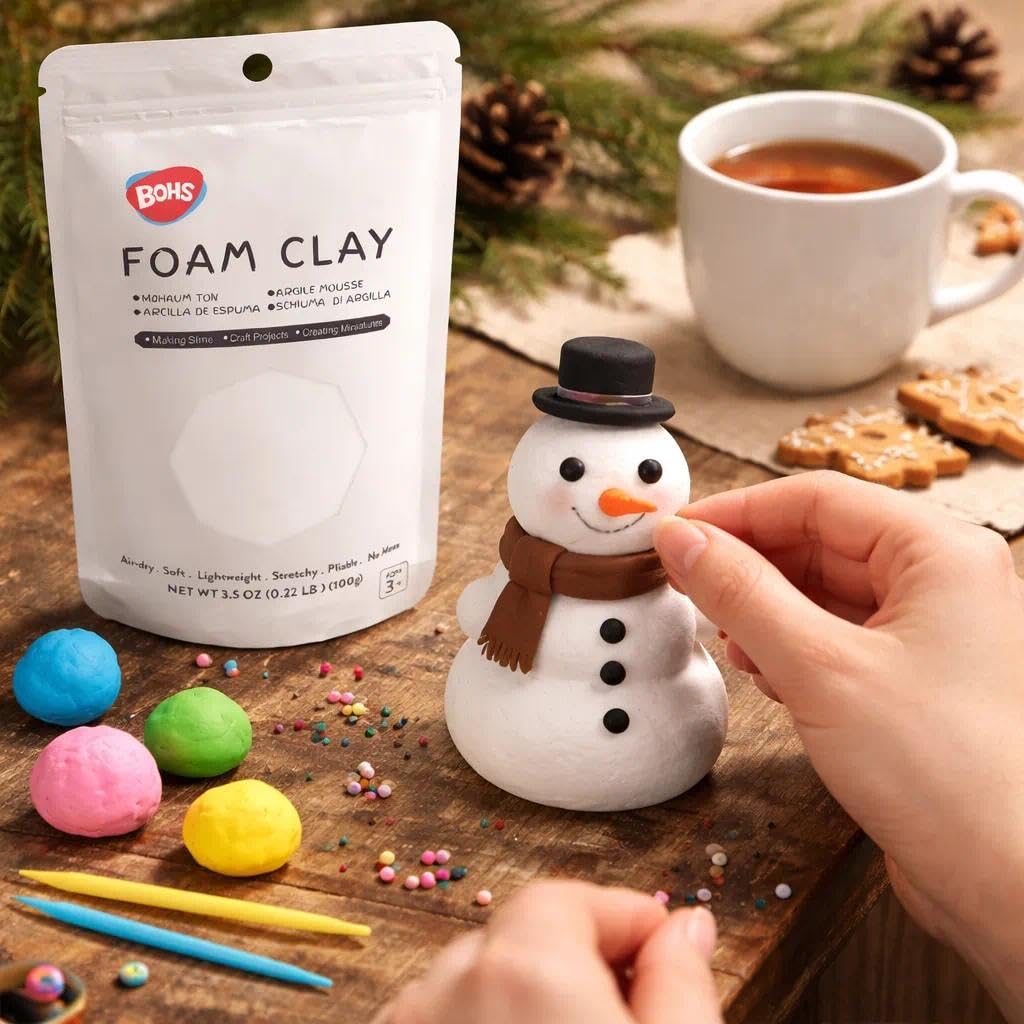 BOHS White Foam Clay – Air-Dry, Squishy 100g for School Projects, Cosplay & Slime