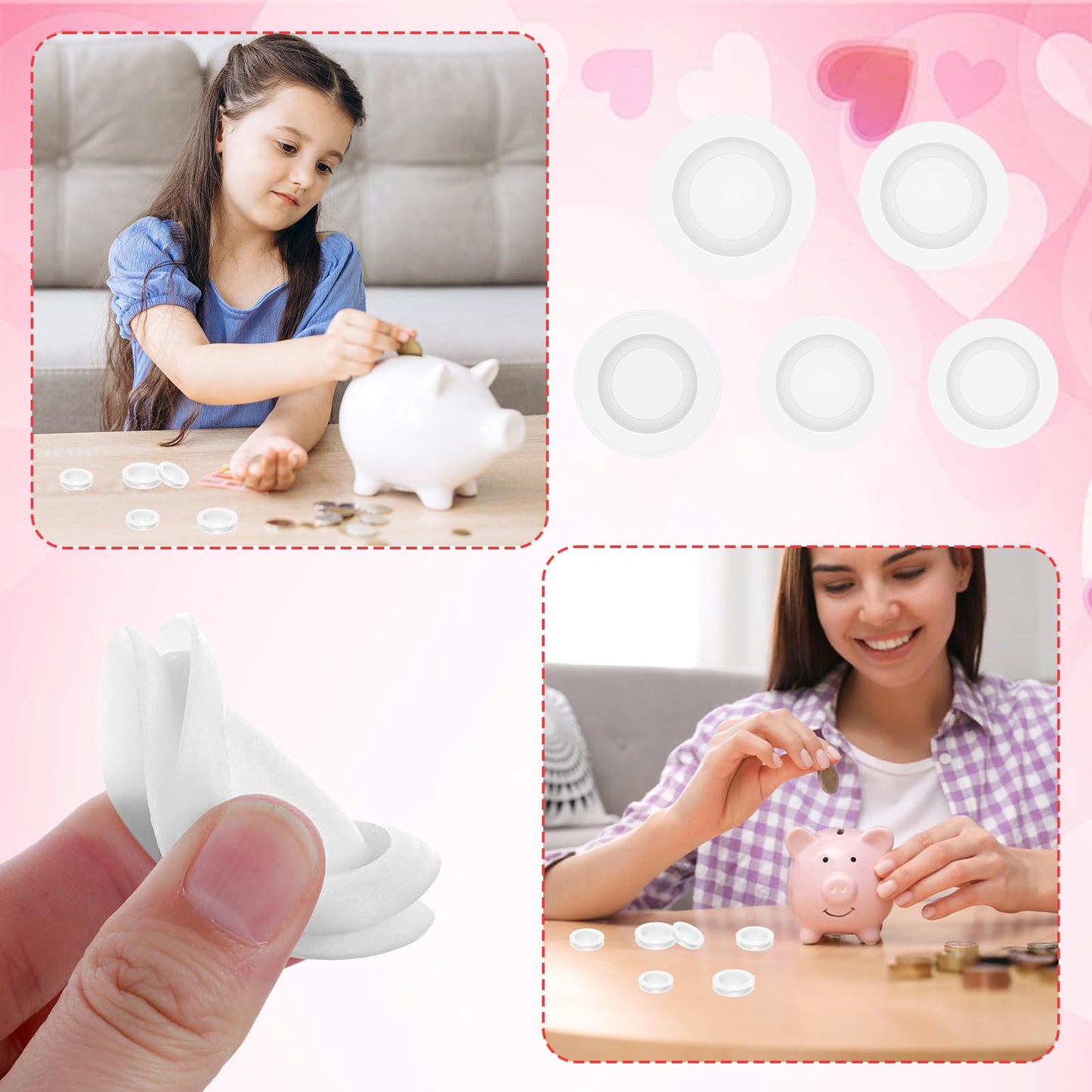 BOHUIZ 20 Pcs Piggy Bank Stoppers – Five Sizes, Durable Plastic Rubber Plugs (White)