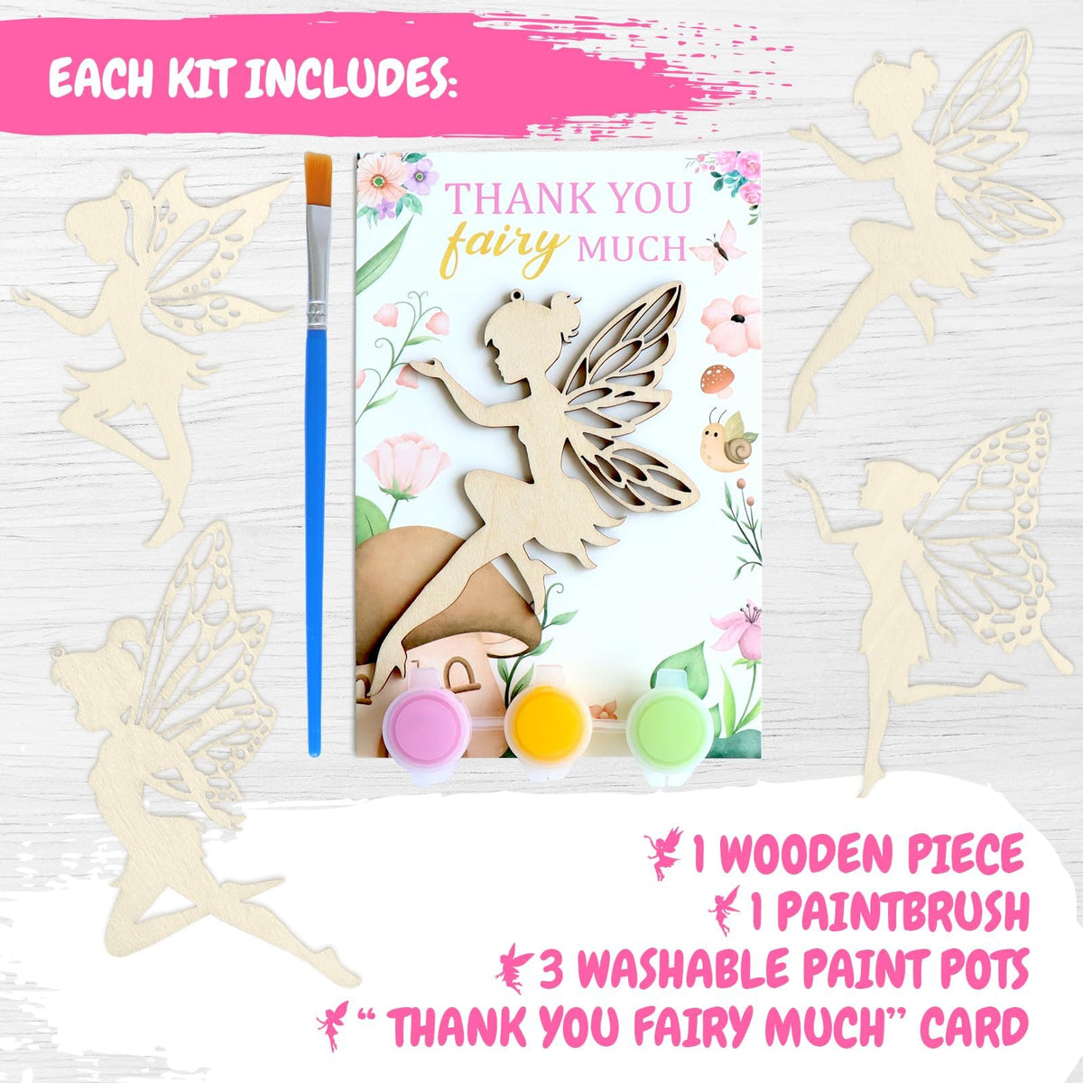 BOIKOKY 12 Pack Fairy Party Favors – Wooden Cutouts & Painting Kits