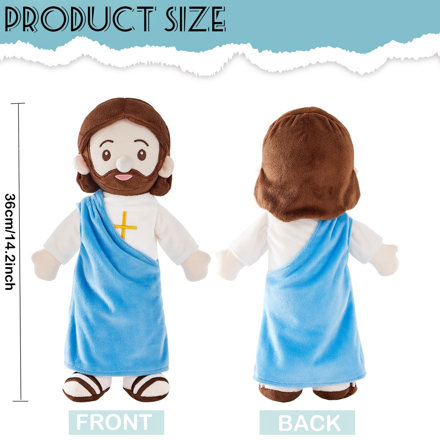 BOKUFLY Jesus Plush Doll – 14.2-inch Christian Plush Toy with Blue or Red Robe
