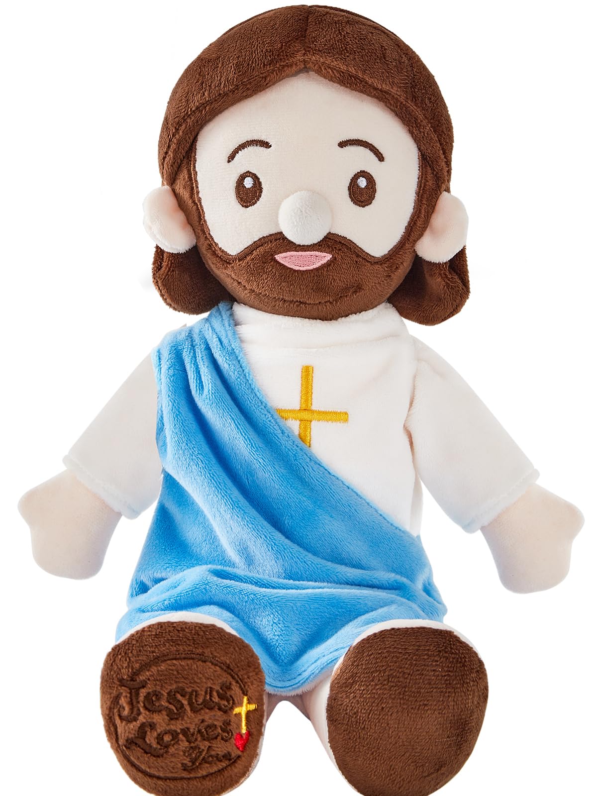 BOKUFLY Jesus Plush Doll – 14.2-inch Christian Plush Toy with Blue or Red Robe