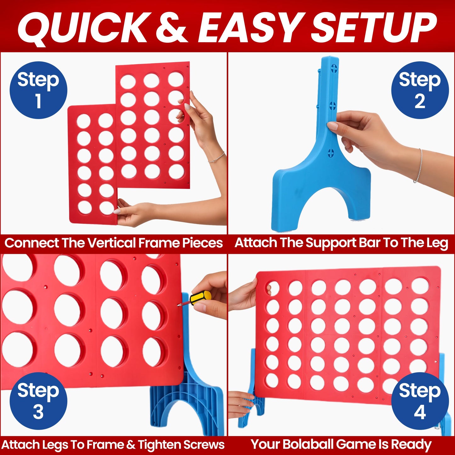 Bolaball Extra Large 4-in-a-Row Outdoor Board Game | Giant Lawn Connect Four for Families & Parties
