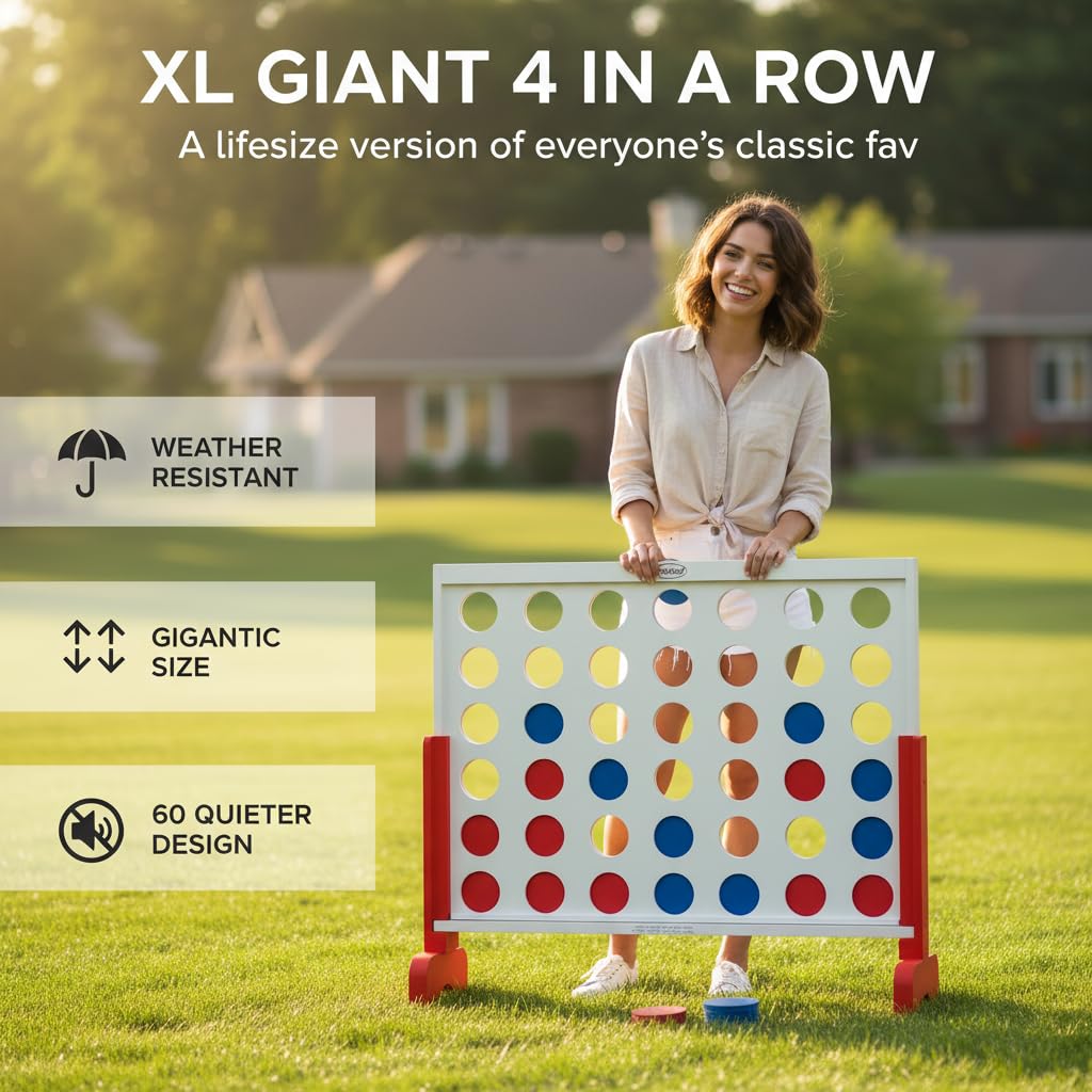 Bolaball 4 in a Row Game – Premium Wooden, 24 x 32 Inches, Indoor/Outdoor Family Fun