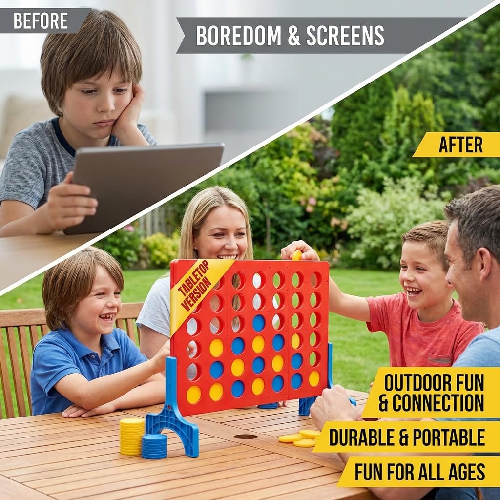 Bolaball Extra Large 4-in-a-Row Outdoor Board Game | Giant Lawn Connect Four for Families & Parties