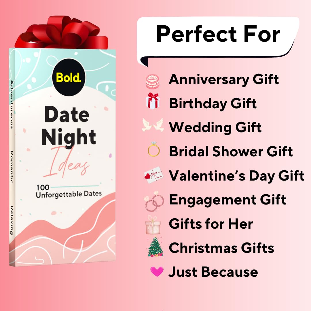 Bold 100 Scratch-Off Date Night Ideas Cards – Romantic Couple Gift & Fun Date Night Ideas
