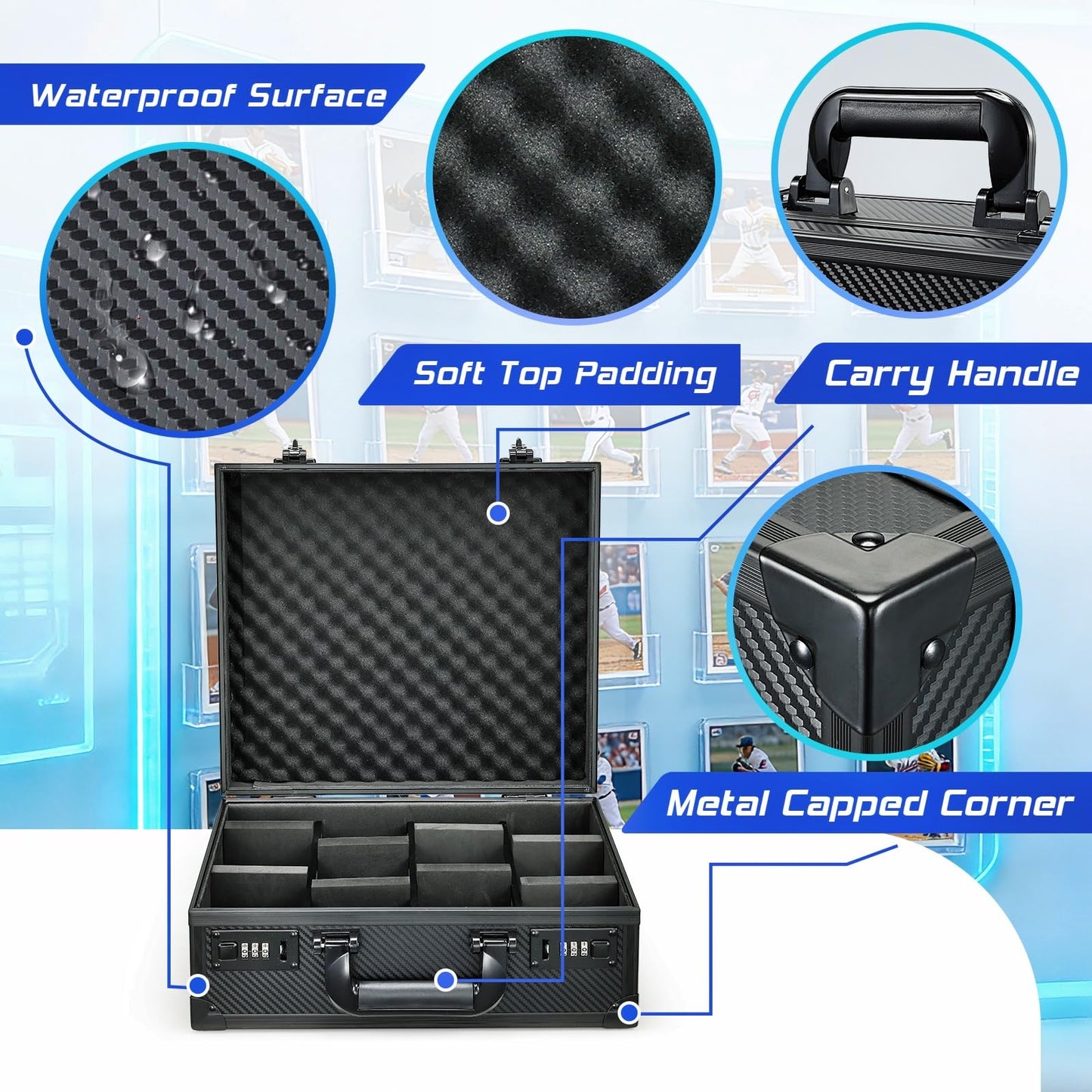 boldblox Card Storage Box for 3x4 Top Loaders — 600+ Capacity with Locking Case