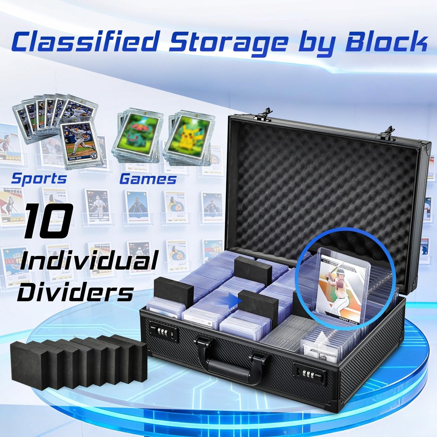boldblox Card Storage Box for 3x4 Inch Toploaders – X-Large, Lockable, Holds 750 Top Loaders
