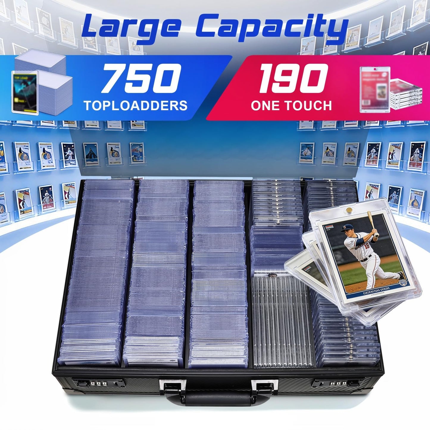 boldblox Card Storage Box for 3x4 Inch Toploaders – X-Large, Lockable, Holds 750 Top Loaders