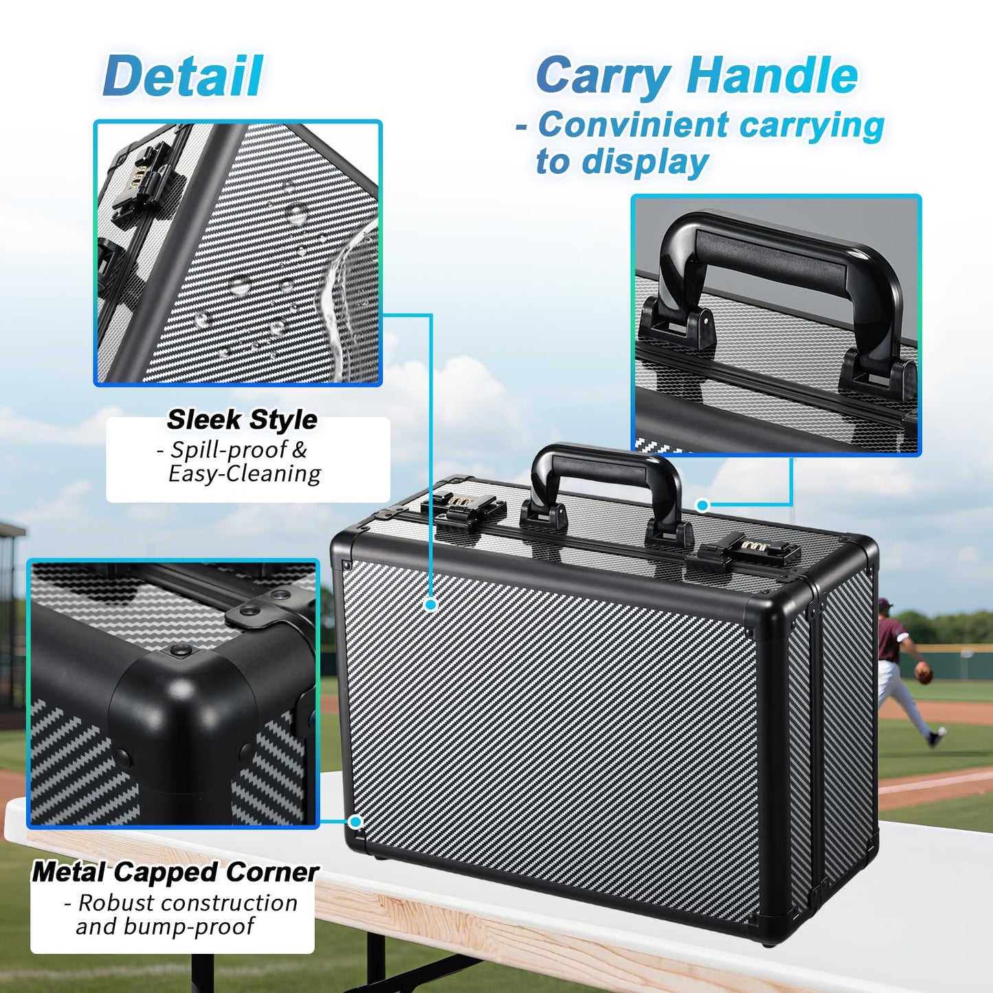 boldblox Large Graded Card Storage Box 4-Row with Combo Lock – 150+ Slabs, 540+ Toploaders, or 1500+ Loose Cards