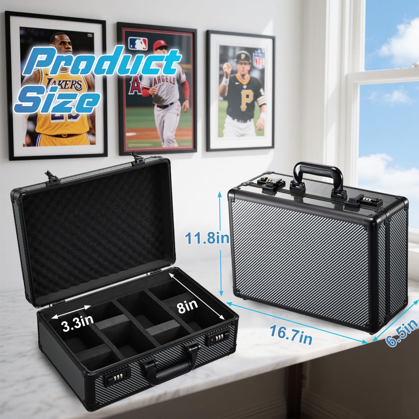 boldblox Large Graded Card Storage Box 4-Row with Combo Lock – 150+ Slabs, 540+ Toploaders, or 1500+ Loose Cards