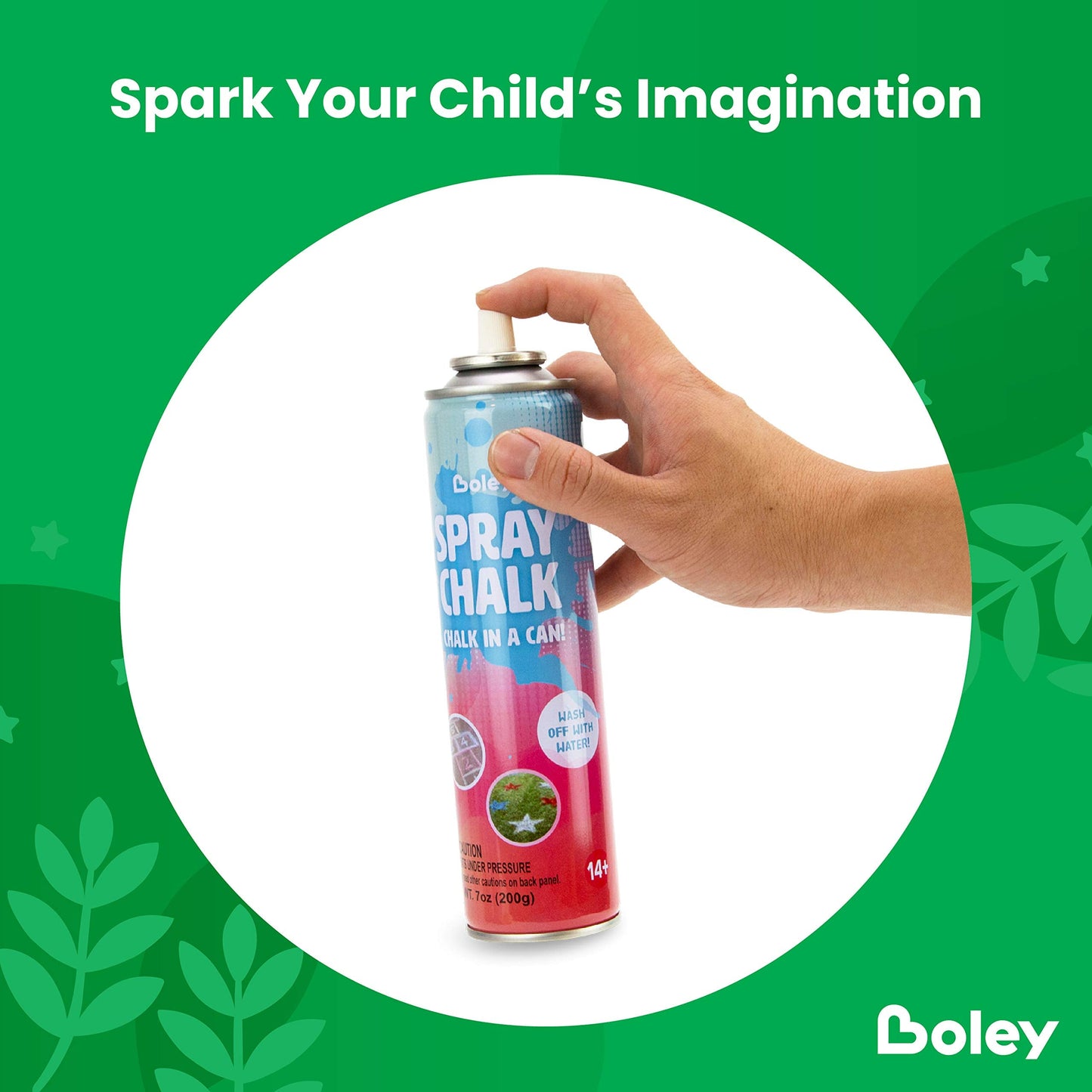Boley Spray Chalk – 8-Pack, 7 oz Each, Washable Outdoor Chalk Spray in Vibrant Colors