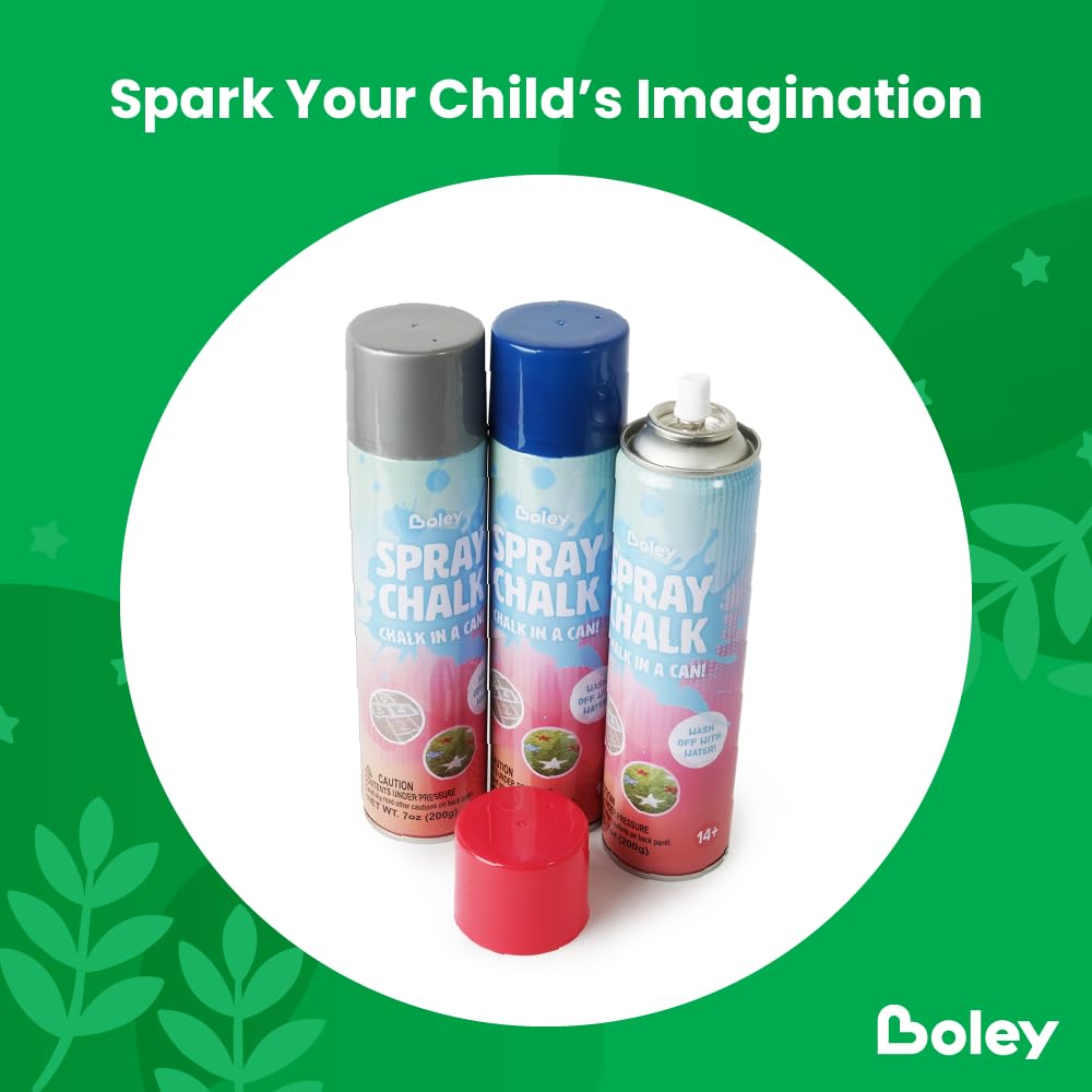 Boley 8-Pack Spray Chalk – Patriotic Red, White, Blue & Silver (7 oz) for Sidewalk, Pavement & Grass