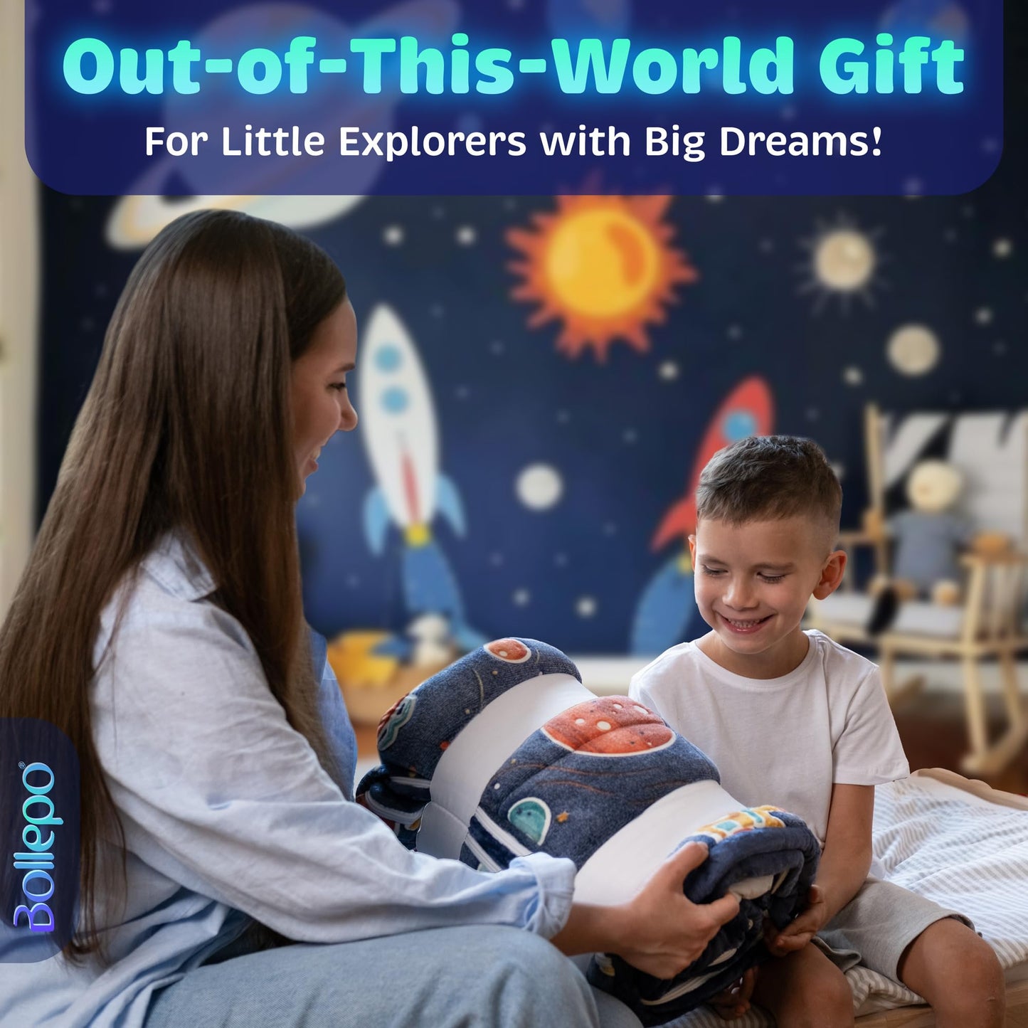 Bollepo Space Sleeping Bag for Kids – Extra Soft, Glow-in-The-Dark Adventure