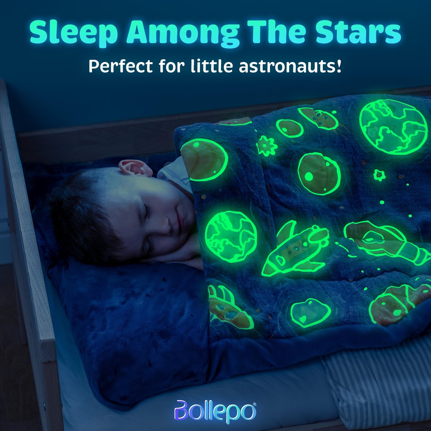 Bollepo Space Sleeping Bag for Kids – Extra Soft, Glow-in-The-Dark Adventure