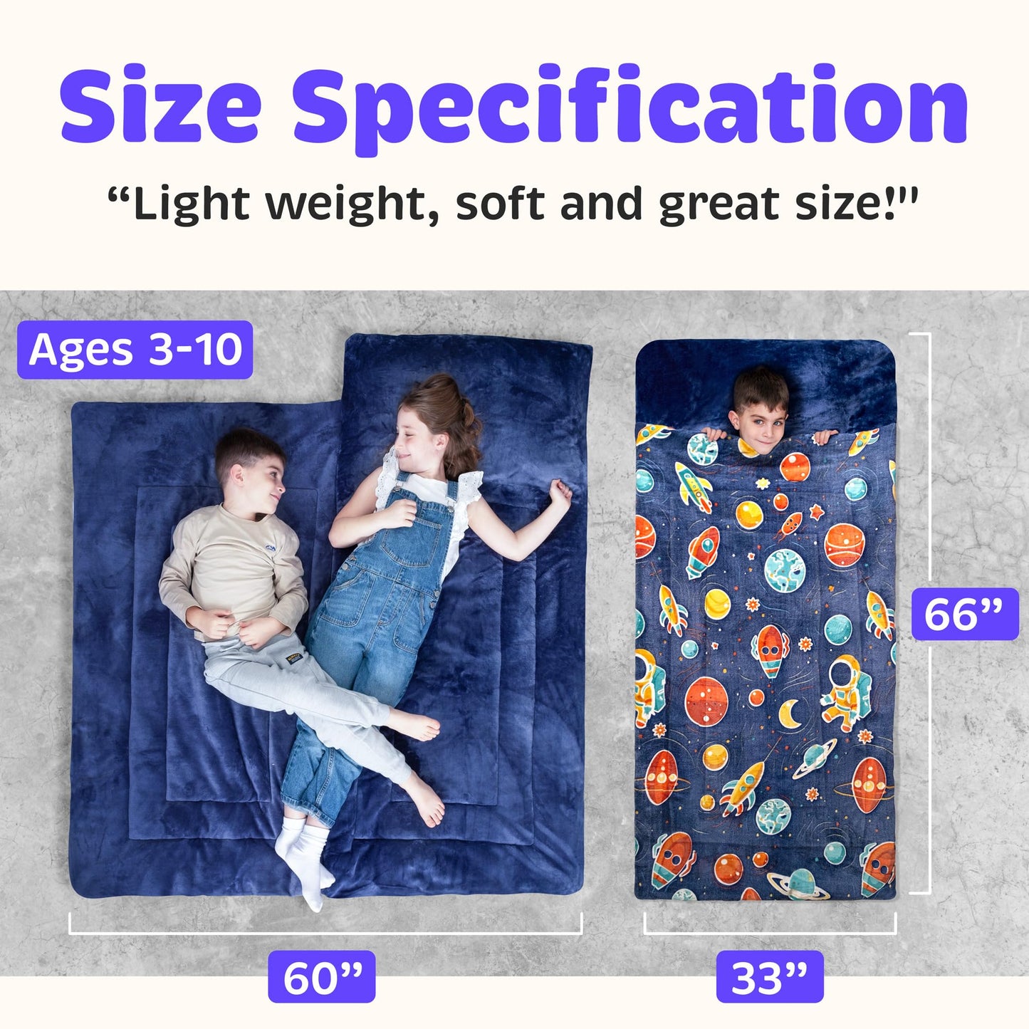Bollepo Space Sleeping Bag for Kids – Extra Soft, Glow-in-The-Dark Adventure