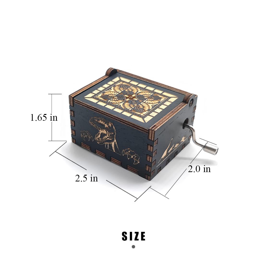 Bolunlun Jurassic Music Box — Wooden Hand-Cranked Gift for Fans & Kids