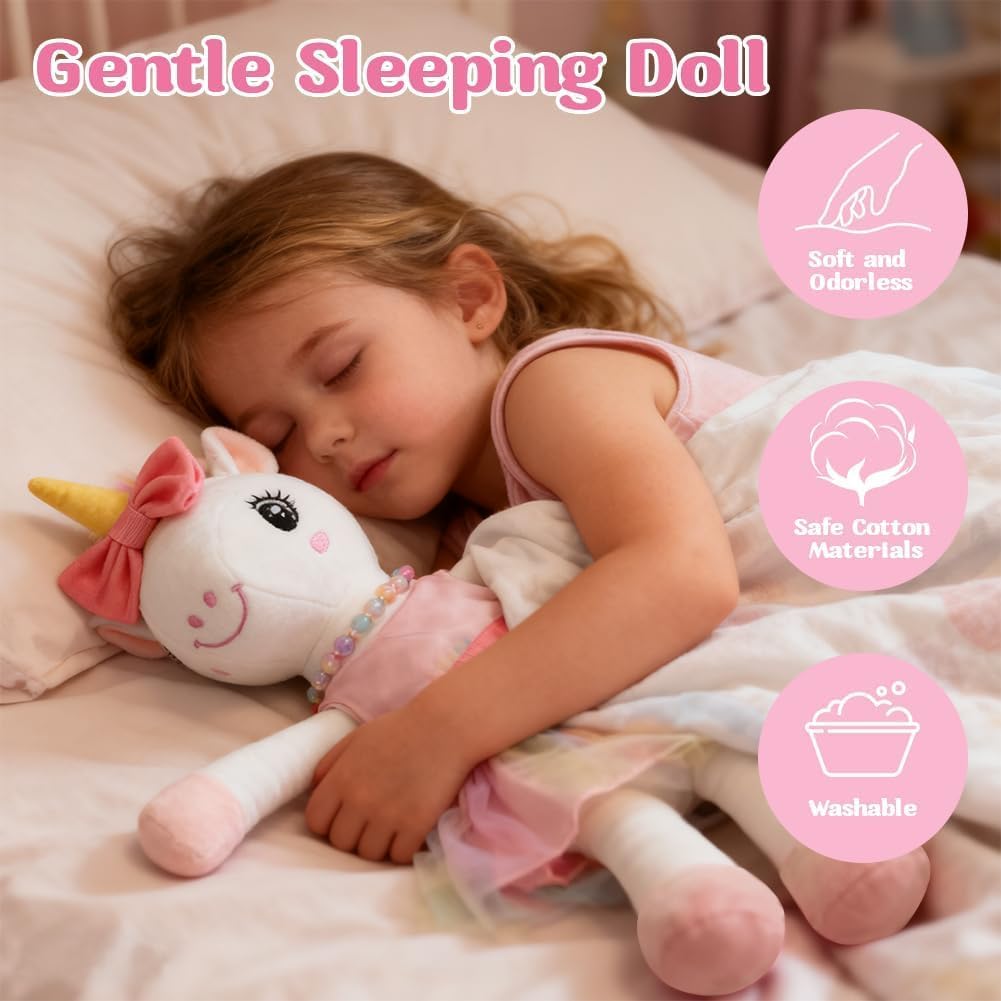 BOLZRA Ballerina Unicorn Toys for Girls 4-6 — 3 Dress-Up Sets with Rainbow Plush Bag