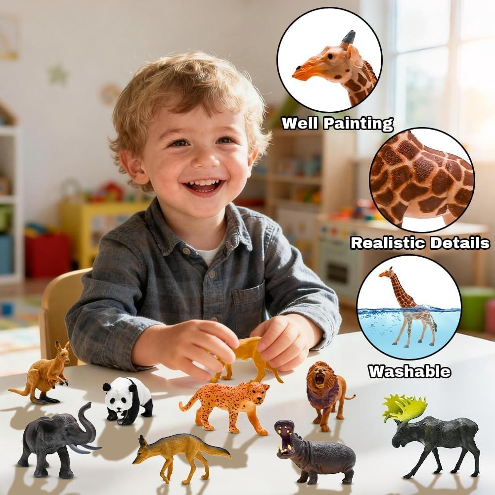 BOLZRA Safari Animals Figures — 21-Piece Realistic Jungle Toys for Kids
