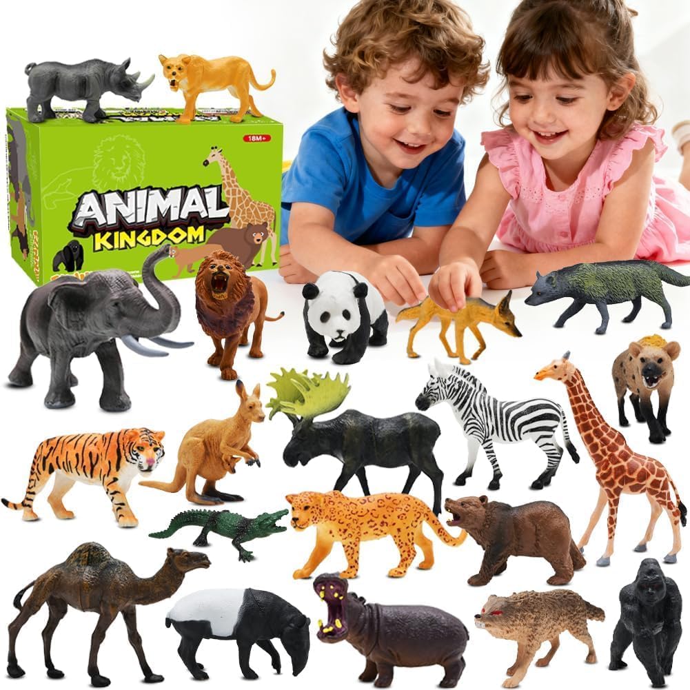 BOLZRA Safari Animals Figures — 21-Piece Realistic Jungle Toys for Kids