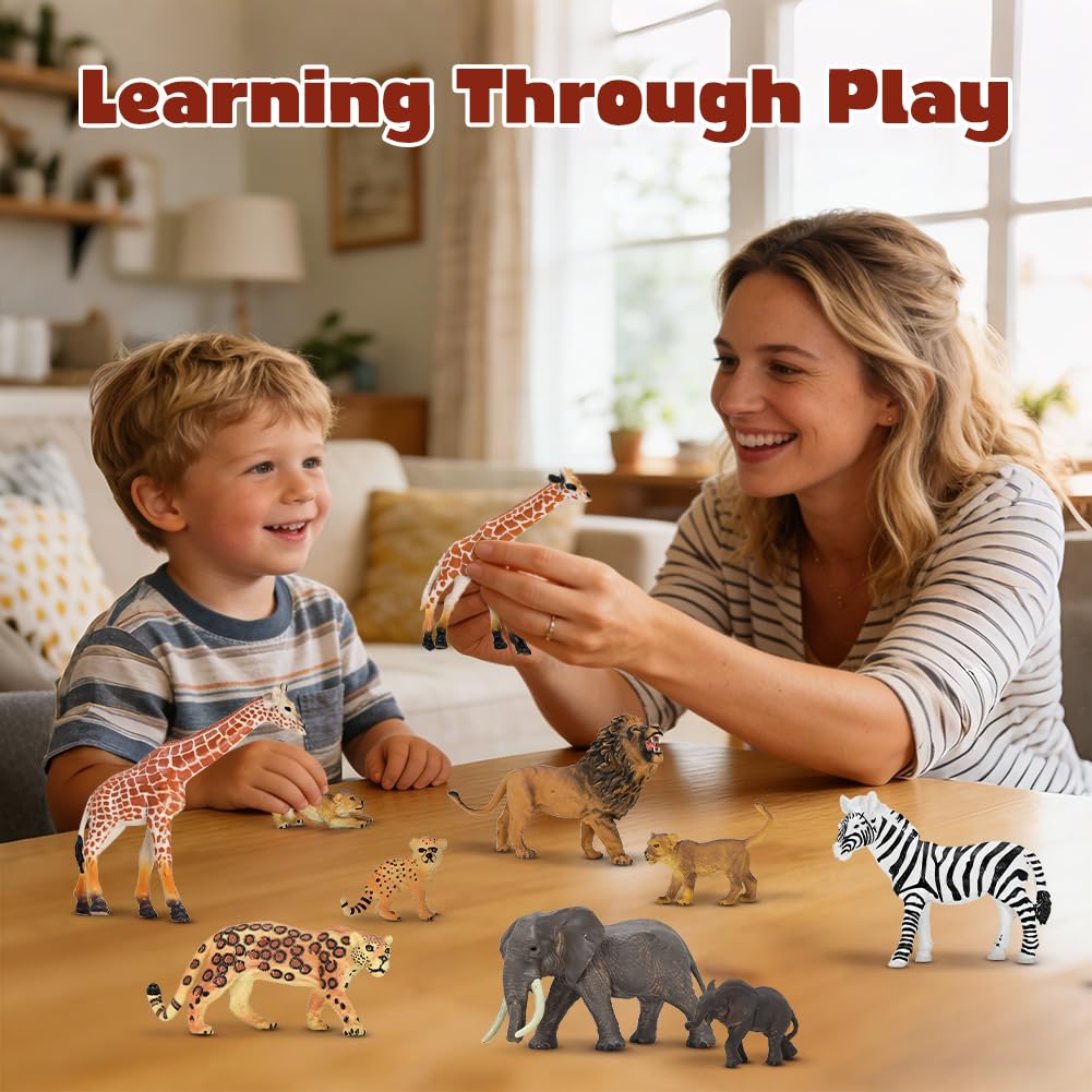 BOLZRA Safari Animals Figures – 14-Piece Realistic Jungle Toy Set