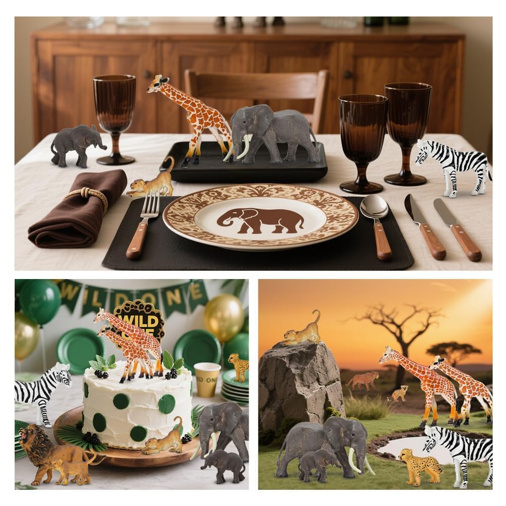 BOLZRA Safari Animals Figures – 14-Piece Realistic Jungle Toy Set