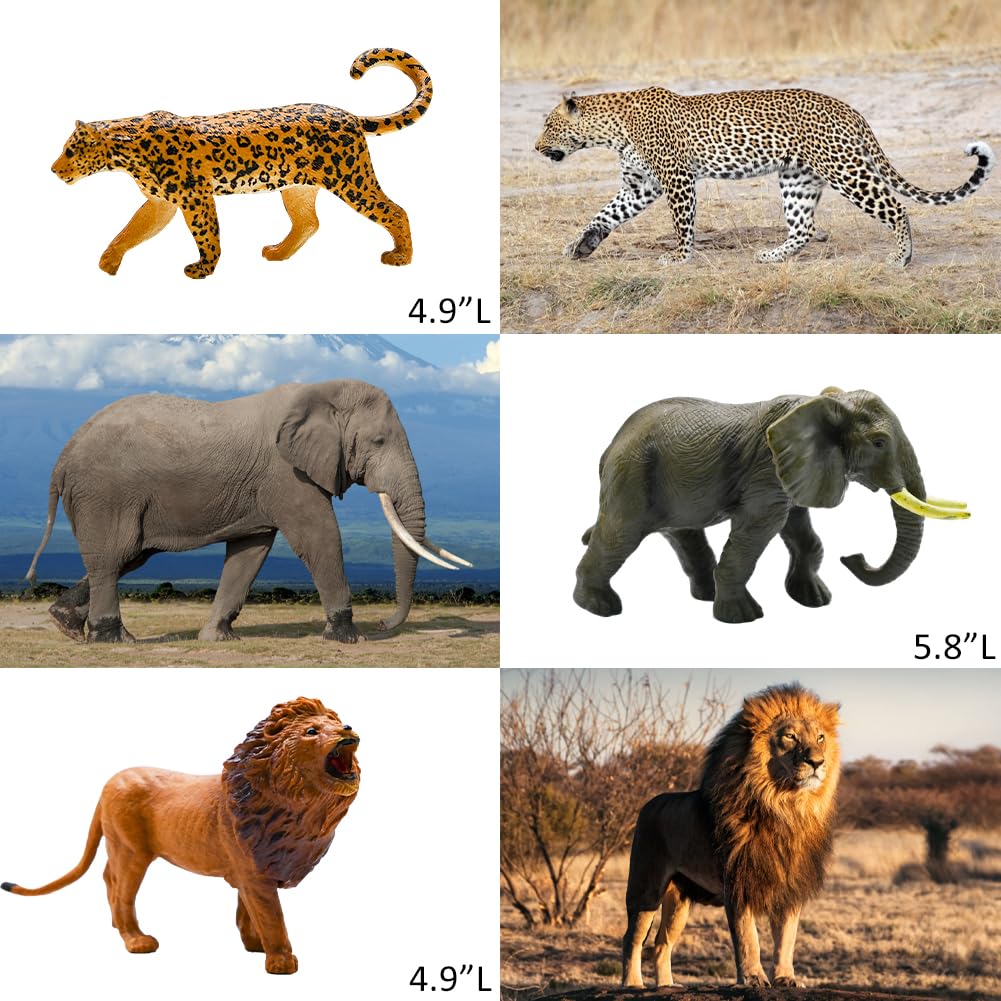 BOLZRA 65PCS Safari Animals Set — Realistic Jungle Figures with Fence Blocks & Storage Box