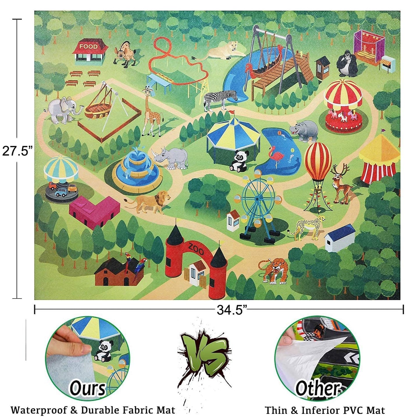 BOLZRA Safari Animals Figures Playset with Mat & Storage Box | 22 Pcs Jungle Toys for Kids 3-5