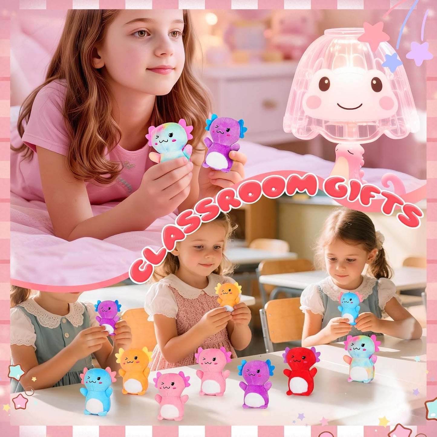 BOMBPARK Valentine's Day Axolotl Plush Toy Gift Set – 12-Piece Cute Plush Animals