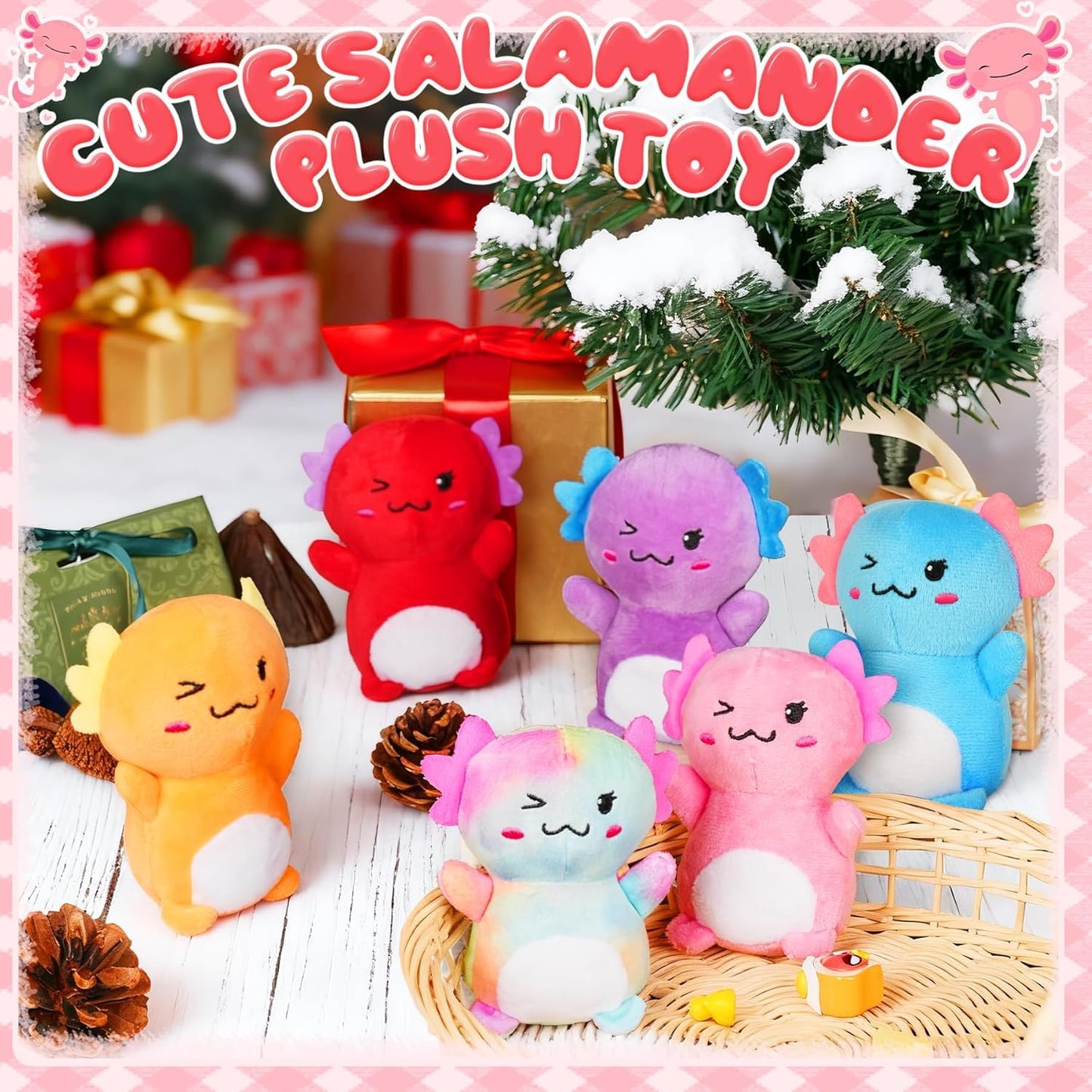 BOMBPARK Valentine's Day Axolotl Plush Toy Gift Set – 12-Piece Cute Plush Animals