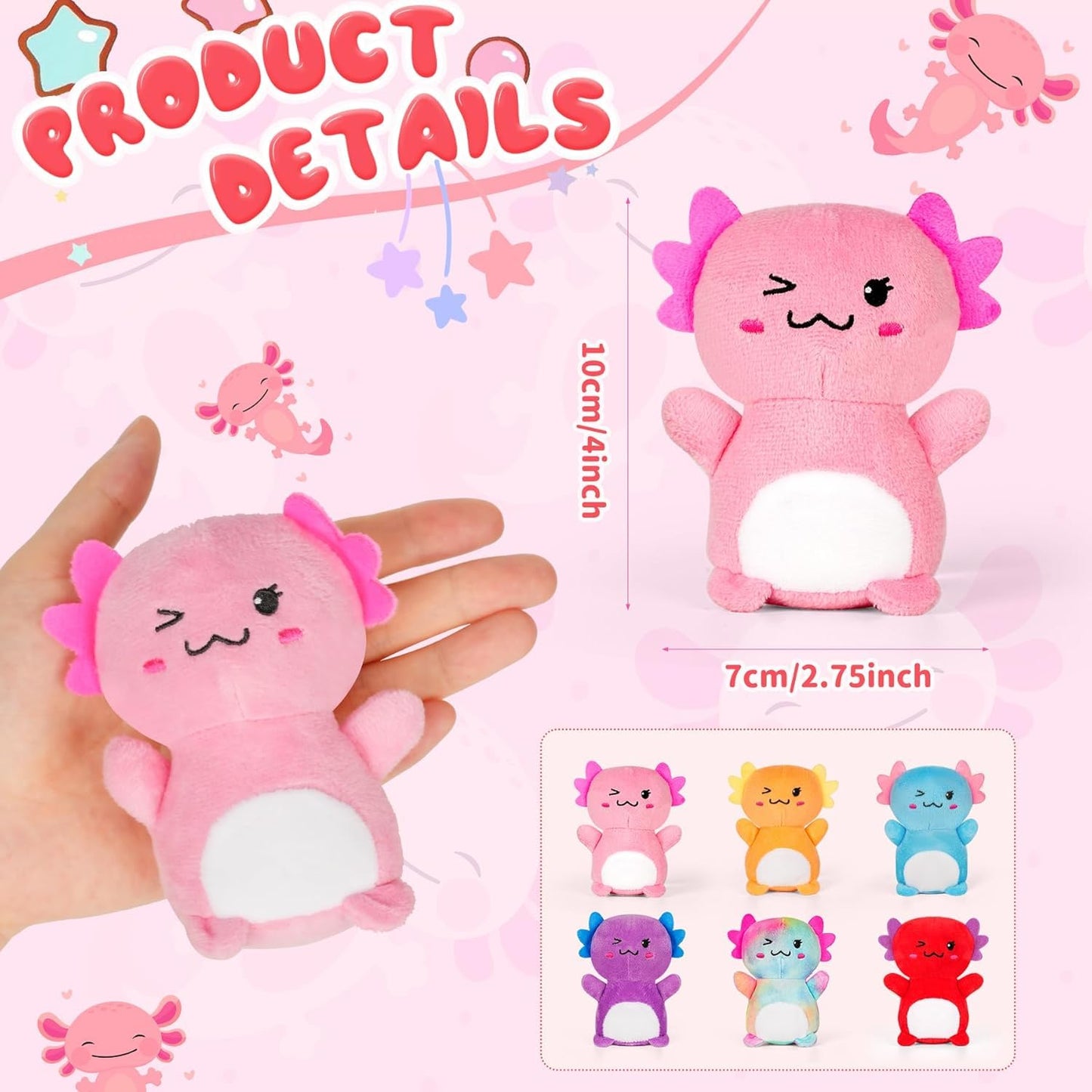 BOMBPARK Valentine's Day Axolotl Plush Toy Gift Set – 12-Piece Cute Plush Animals