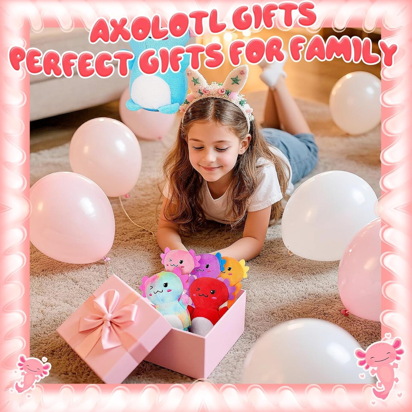 BOMBPARK Valentine's Day Axolotl Plush Toy Gift Set – 12-Piece Cute Plush Animals