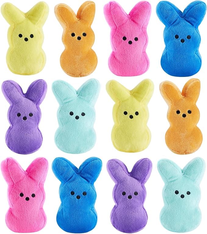 BOMBPARK 12-Piece Cute Bunny Plush Toys – Easter Basket Stuffers & Party Favors