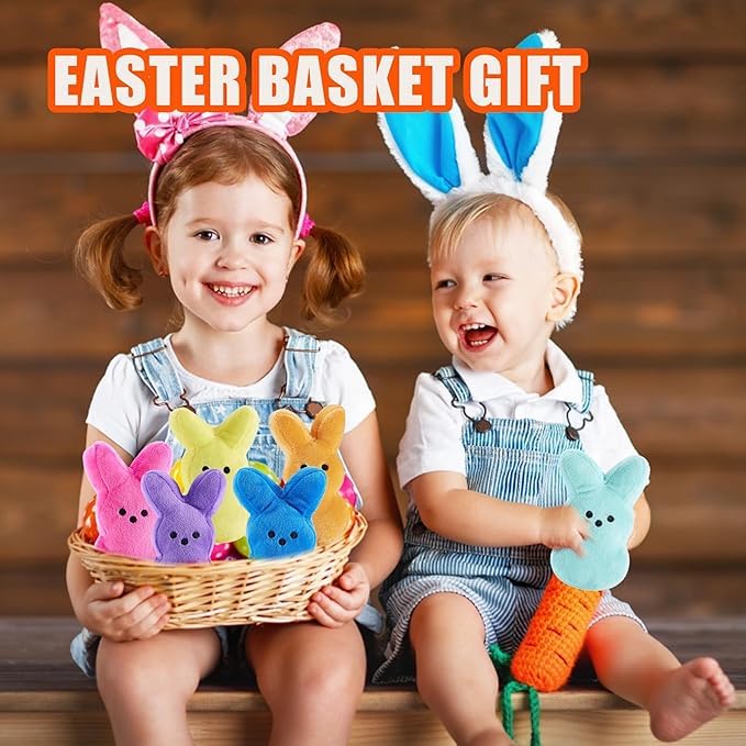 BOMBPARK 12-Piece Cute Bunny Plush Toys – Easter Basket Stuffers & Party Favors