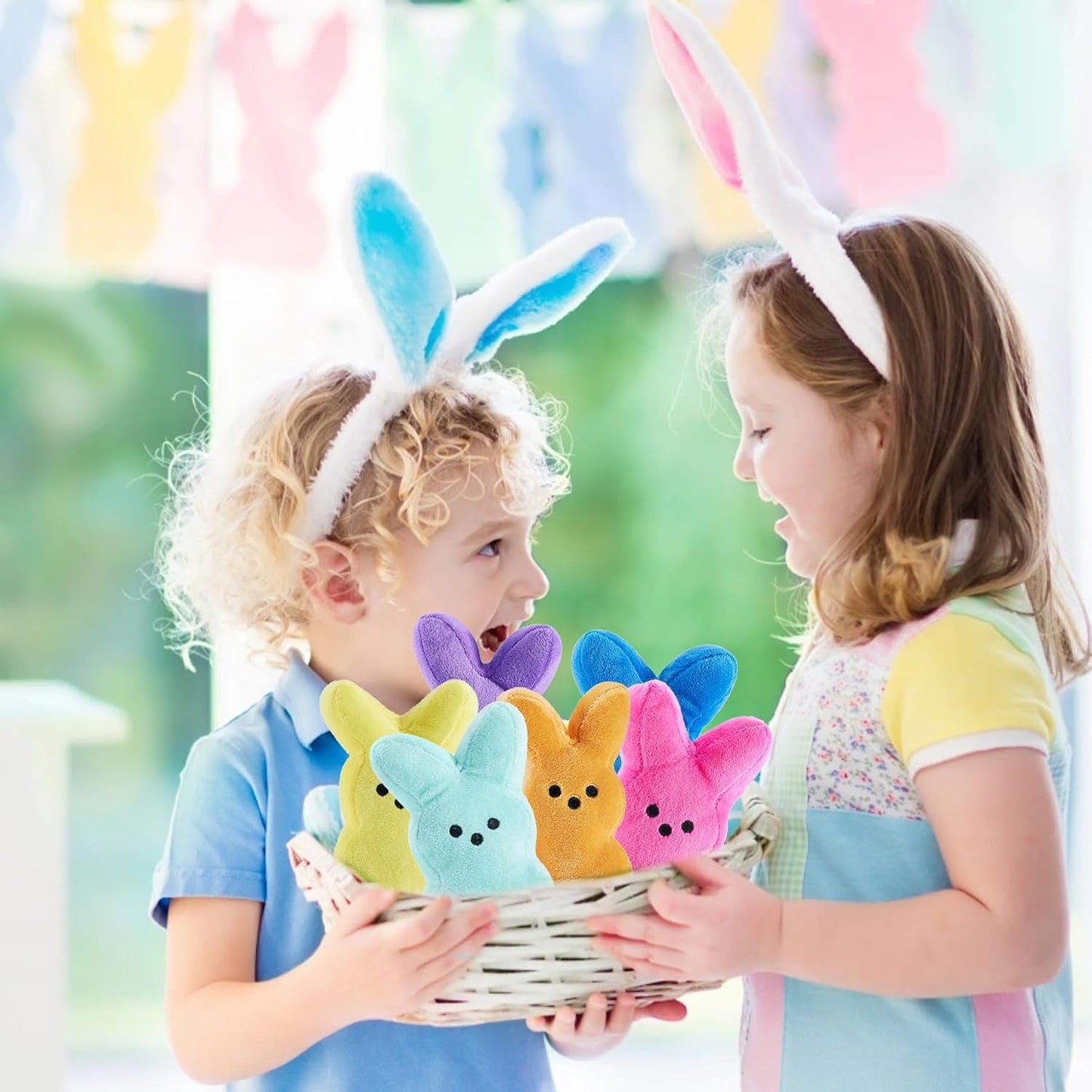 BOMBPARK 12-Piece Cute Bunny Plush Toys – Easter Basket Stuffers & Party Favors