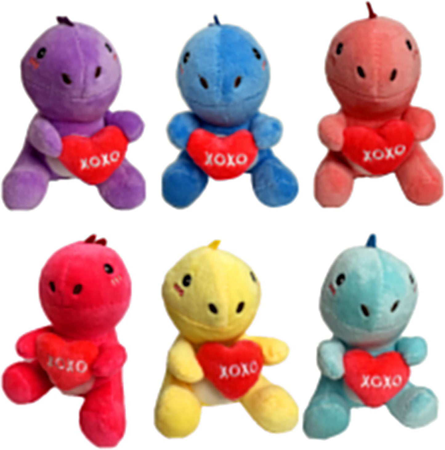 BOMBPARK 6-Piece Dinosaur Plush Toy Set with Red Heart – Cute Kids Gifts