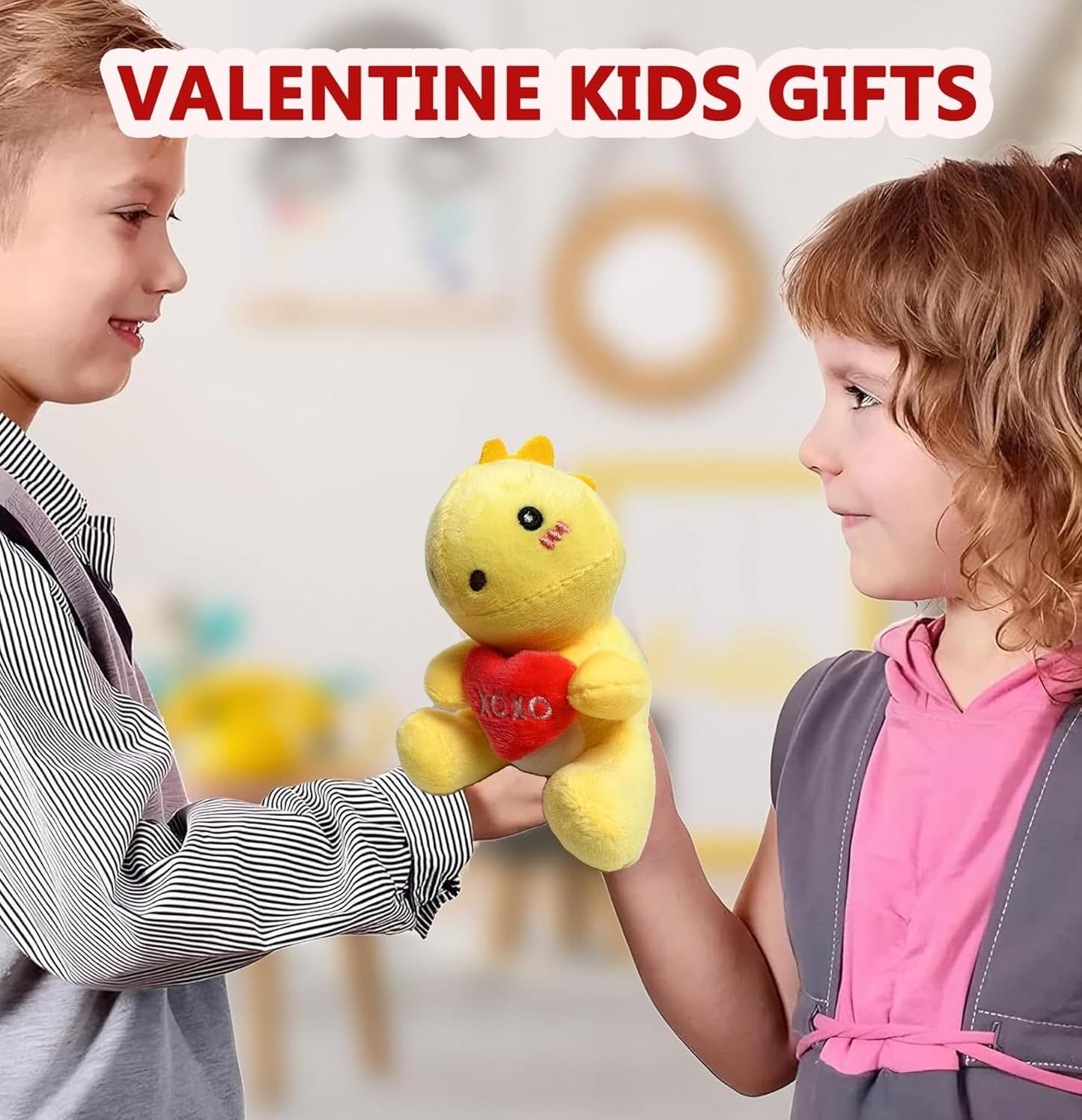 BOMBPARK 6-Piece Dinosaur Plush Toy Set with Red Heart – Cute Kids Gifts