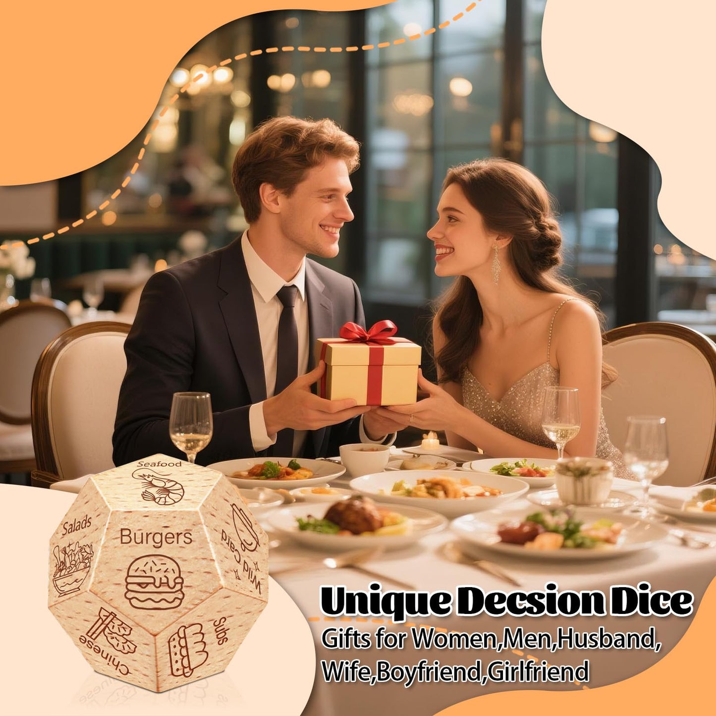 Bomggic Valentines Dinner Dice – Fun Couple Gift for Him & Her | Date Night Ideas