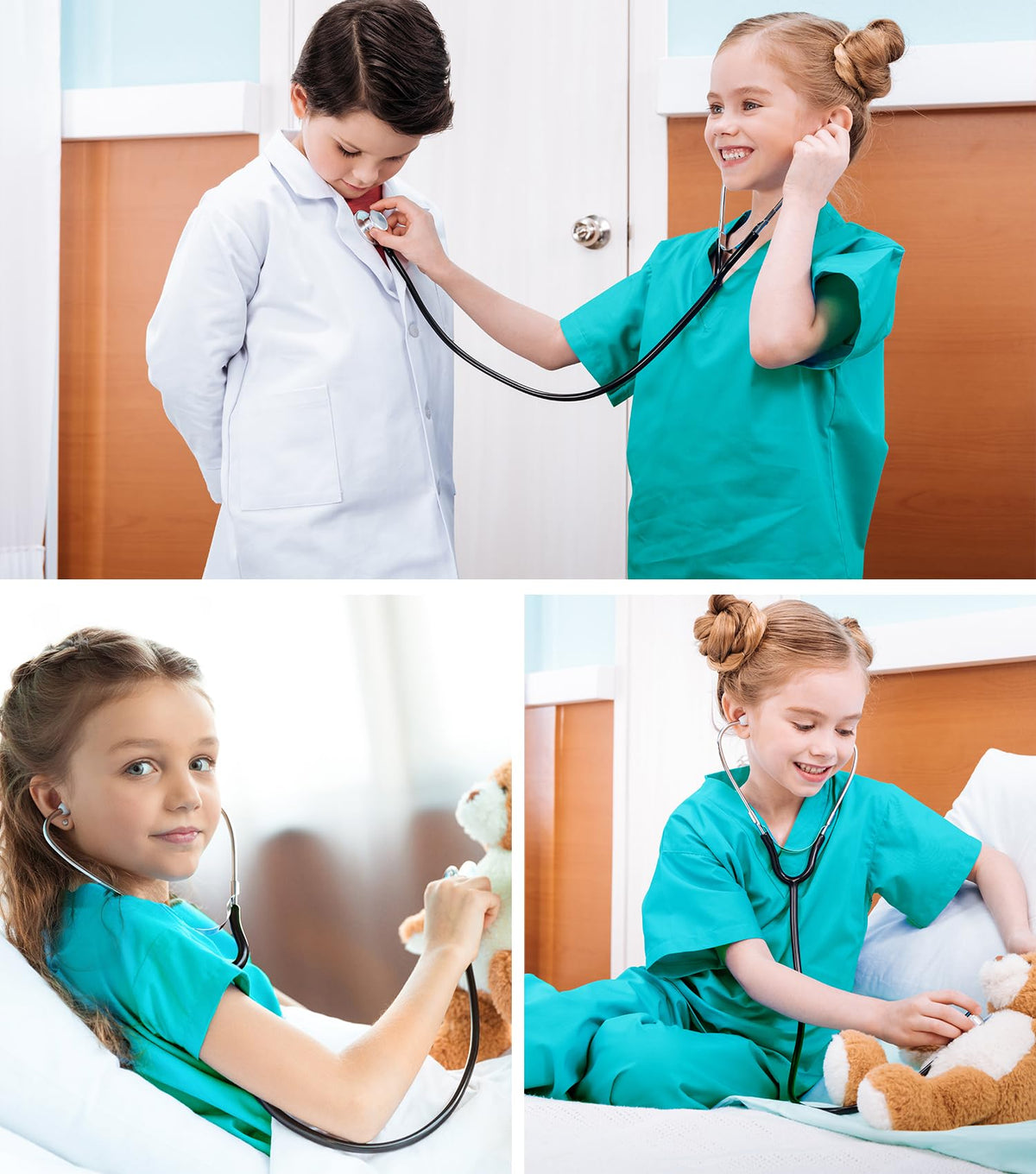 BOMLY Doctor Costume for Kids – 7pc Green Scrubs Set for Ages 3-11
